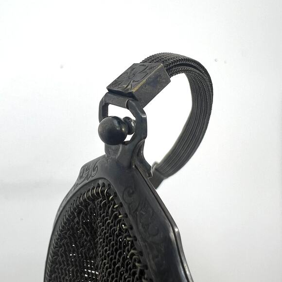 Antique German Silver Mesh Purse 8" x 3" on Strap - Picture 10 of 11